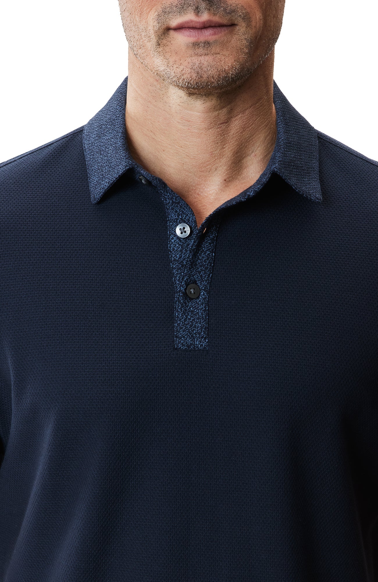 Polo à col imprimé pour homme par Robert Barakett | RB51111 Baytide Bleu Marine | Boutique Vvög, vêtements mode pour homme et femme