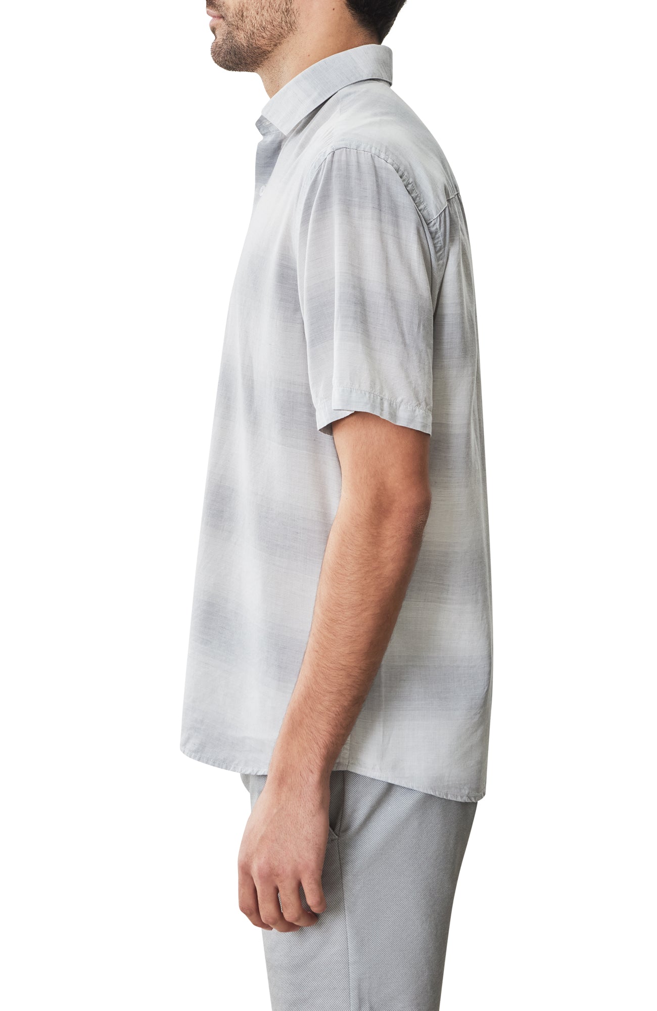 Chemise tissée à manches courtes pour homme par Robert Barakett | RB51517 Lasalle Gris Clair | Boutique Vvög, vêtements mode pour homme et femme