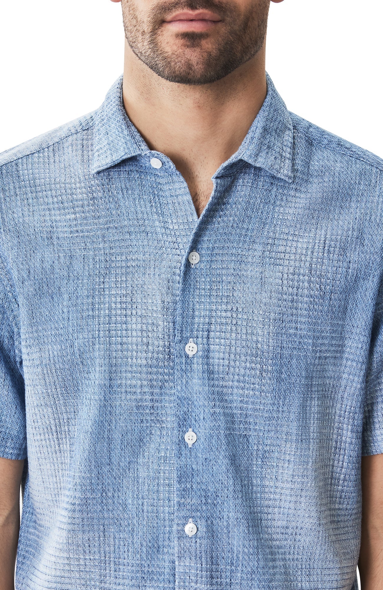 Chemise tissée à manches courtes pour homme par Robert Barakett | RB51564 Ferris Bleu | Boutique Vvög, vêtements mode pour homme et femme