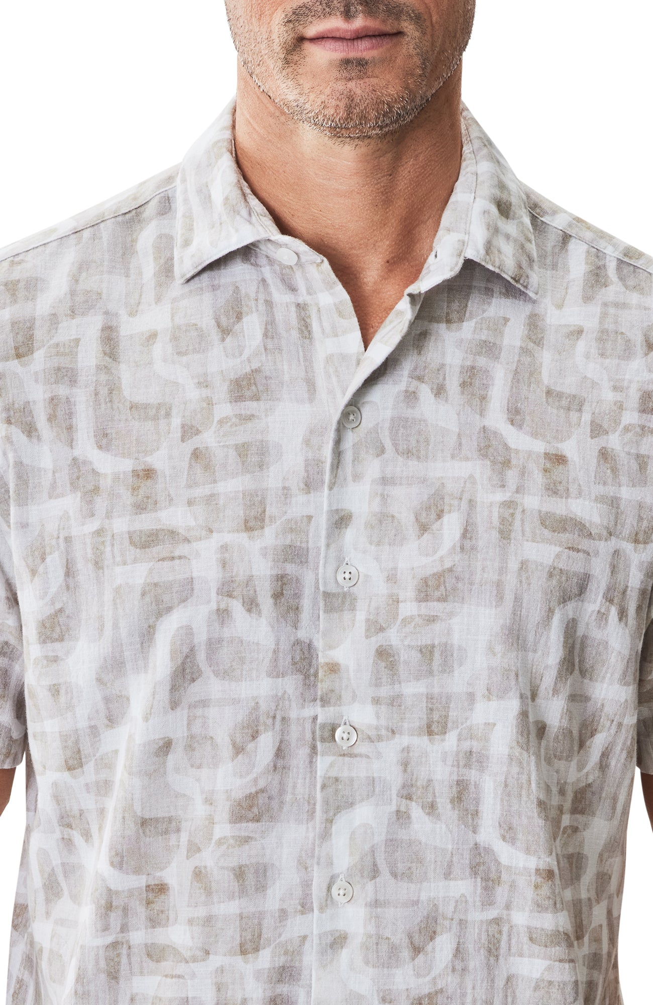 Chemise tissée à manches courtes pour homme par Robert Barakett | RB51573 Steinway Beige | Boutique Vvög, vêtements mode pour homme et femme