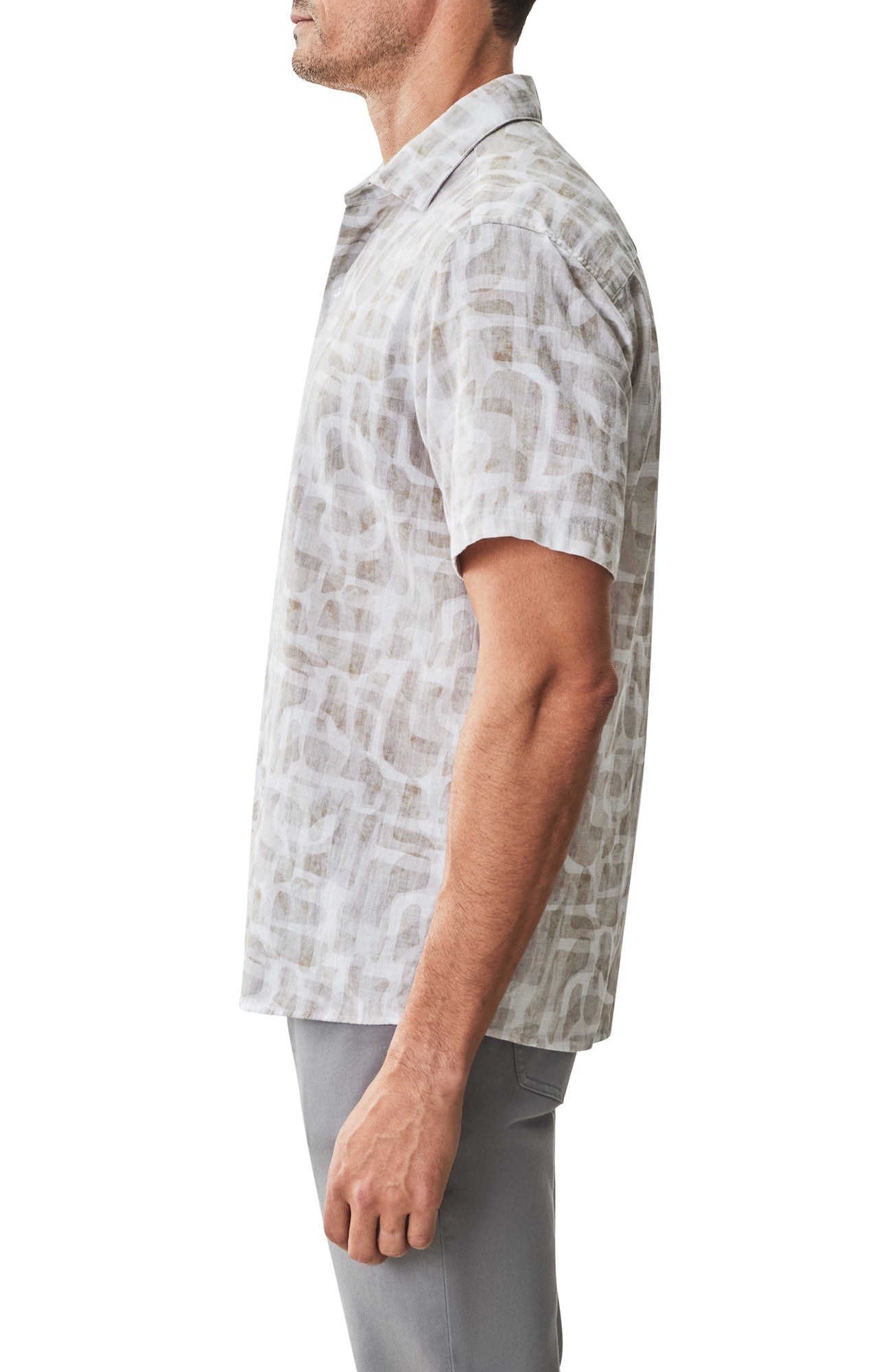 Chemise tissée à manches courtes pour homme par Robert Barakett | RB51573 Steinway Beige | Boutique Vvög, vêtements mode pour homme et femme