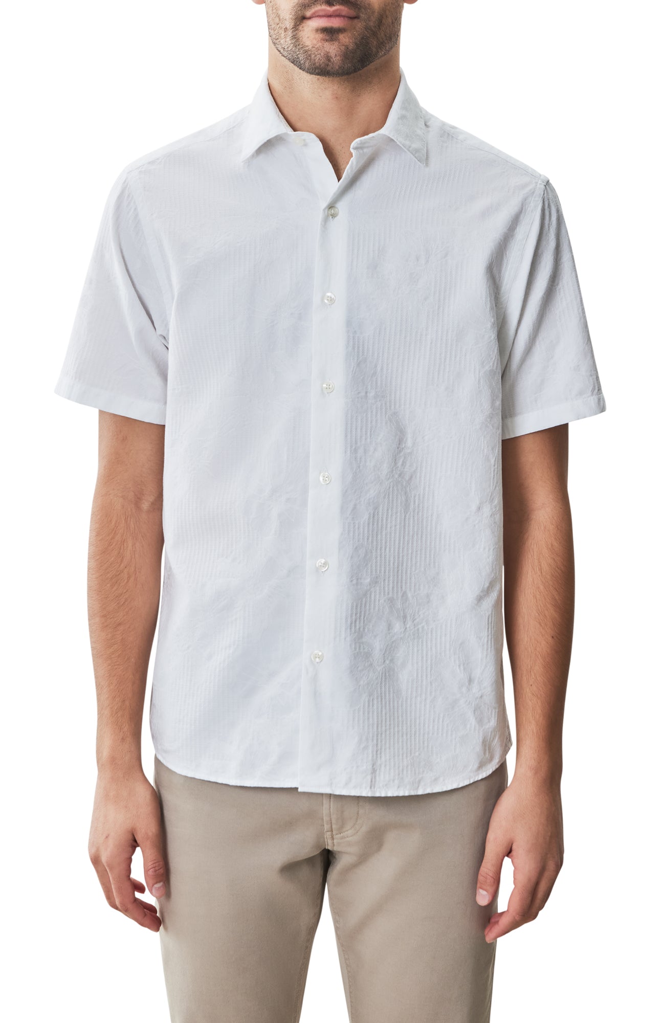 Chemise tissée à manches courtes pour homme par Robert Barakett | RB51582 Silverlake Blanc | Boutique Vvög, vêtements mode pour homme et femme