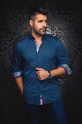 Chemise manches longues en Knit pour homme par Au Noir | OPTIMUS Bleu Foncé | Boutique Vvög, inventaire complet de la marque Au Noir