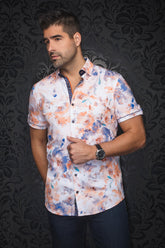 Knit short sleeve shirt for men by Au Noir | PEMBA(SS) Orange | Boutique Vvög, complete inventory of the Au Noir brand
