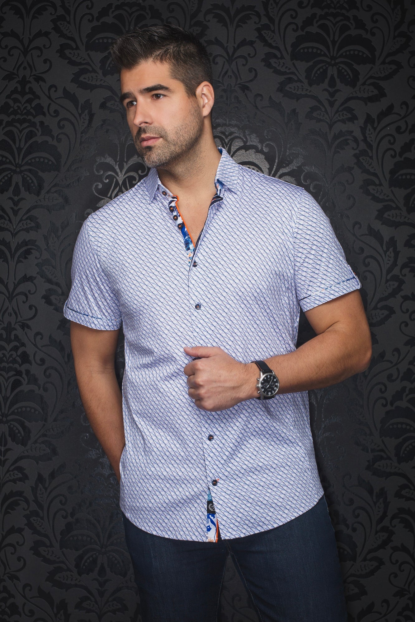 Chemise manches courtes en Knit pour homme par Au Noir | PORTLAND(SS) Lavande | Boutique Vvög, inventaire complet de la marque Au Noir