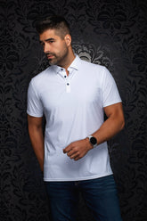 Polo en nylon pour homme par Au Noir | RAPHY (SS) NDL Blanc | Boutique Vvög, inventaire complet de la marque Au Noir
