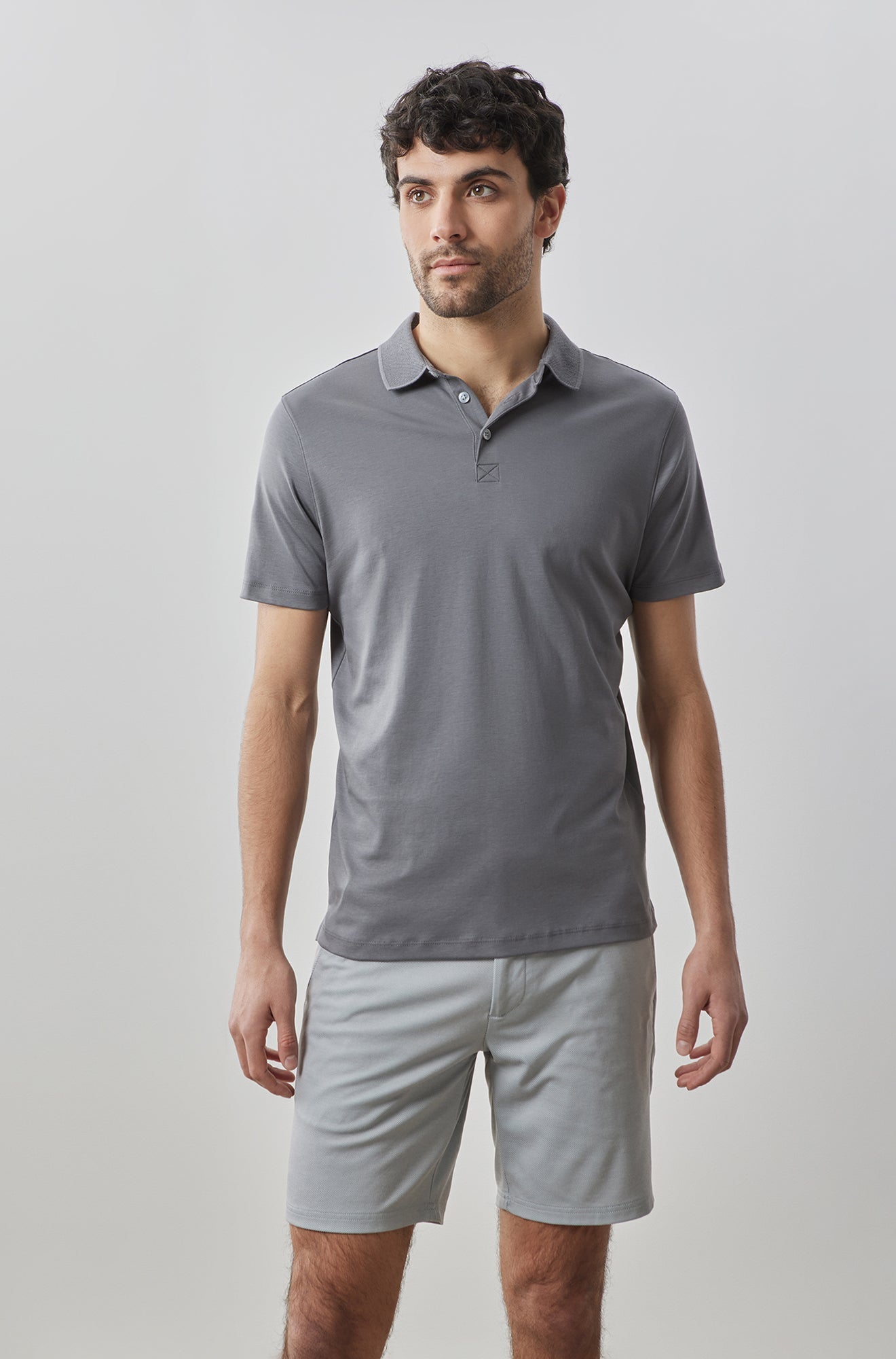 Polo à manches courtes "honeycomb" pour homme par Robert Barakett | RB11016 Georgia Cendre Chaude | Boutique Vvög, vêtements mode pour homme et femme