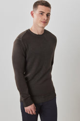 Chandail M.L. col rond pour homme par Robert Barakett | RB32345 Bertona Brun | Boutique Vvög, vêtements mode pour homme et femme