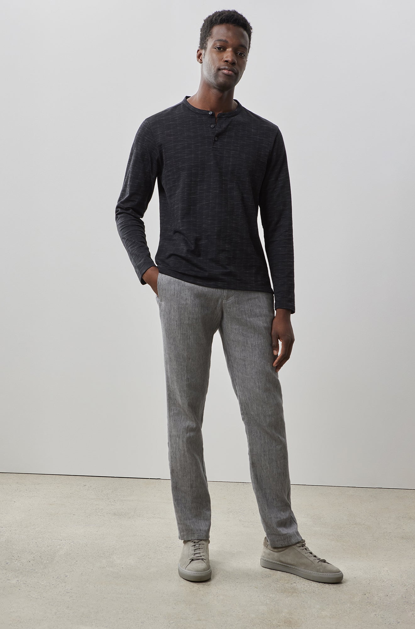Chandail Henley pour homme par Robert Barakett | RB41063 Emerson Noir | Boutique Vvög, vêtements mode pour homme et femme