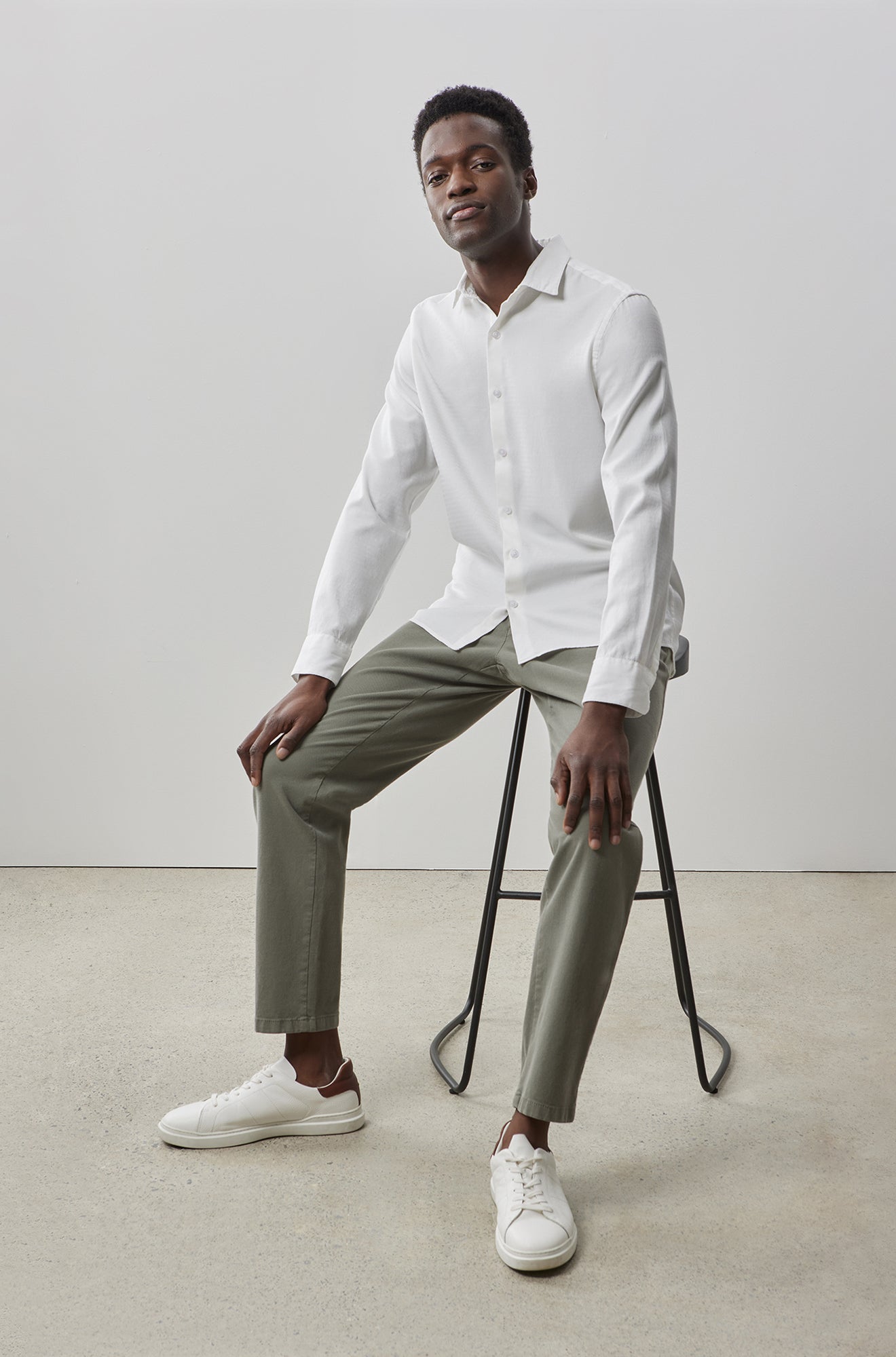 Chemise tissée à manches longues pour homme par Robert Barakett | RB41152 Colter Blanc | Boutique Vvög, vêtements mode pour homme et femme