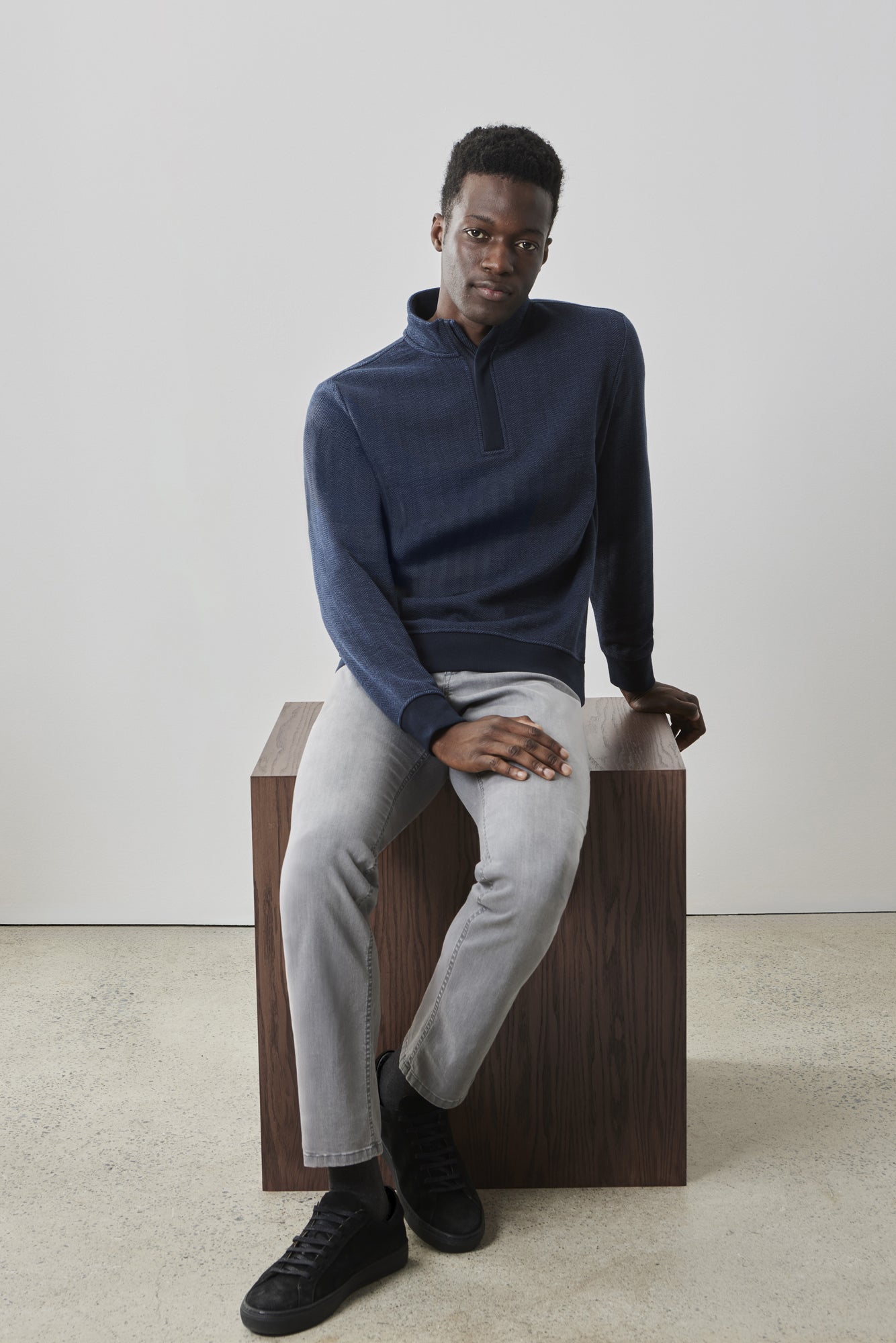 Chandail avec demi-zip pour homme par Robert Barakett | RB41459 Parkview Bleu Marine | Boutique Vvög, vêtements mode pour homme et femme