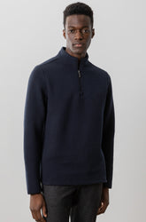 Chandail manches longues avec zip pour homme par Robert Barakett | Inman RB41464 NAVY | Boutique Vvög, vêtements mode pour homme et femme