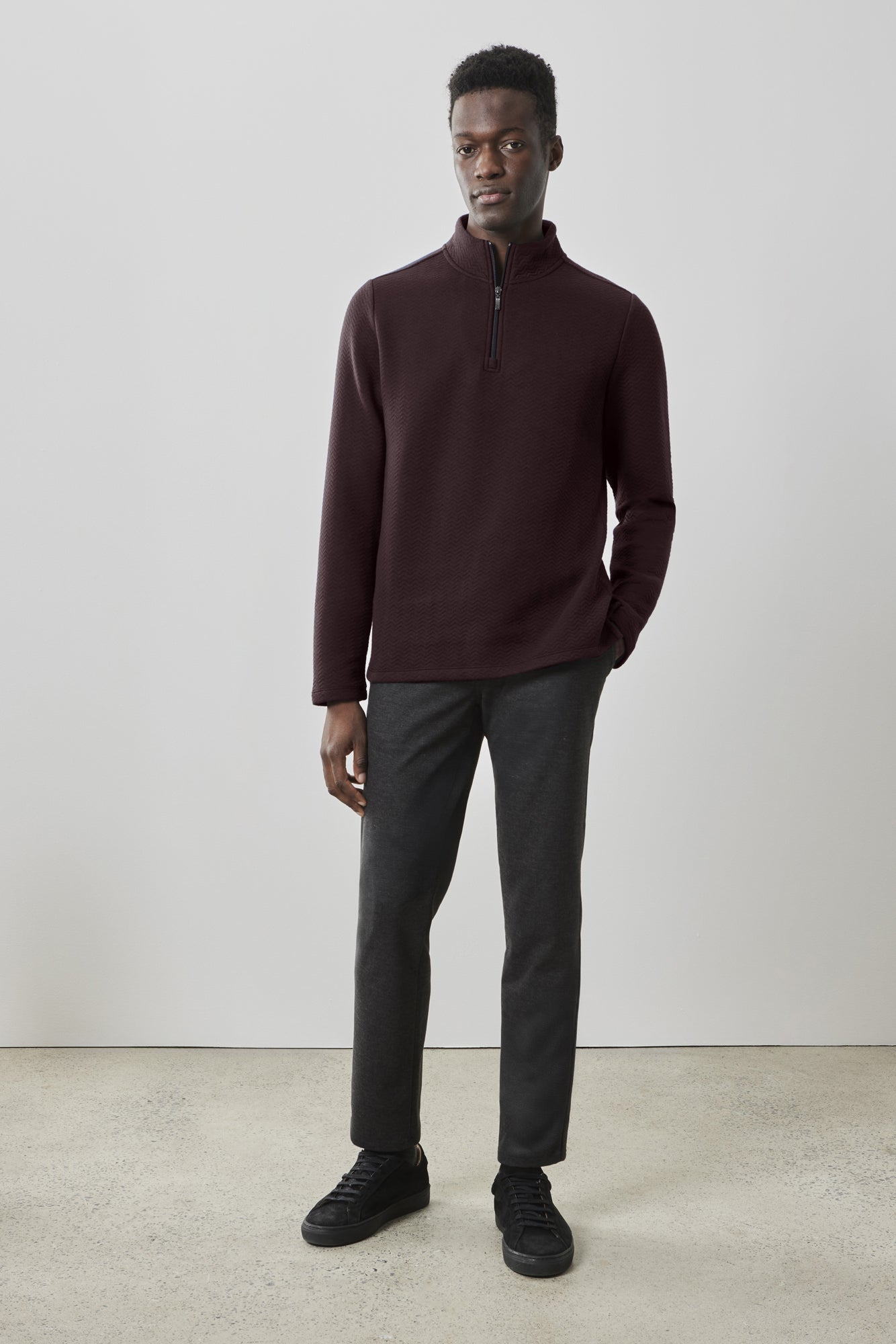 Chandail avec demi-zip pour homme par Robert Barakett | RB41464 Inman Rouge | Boutique Vvög, vêtements mode pour homme et femme