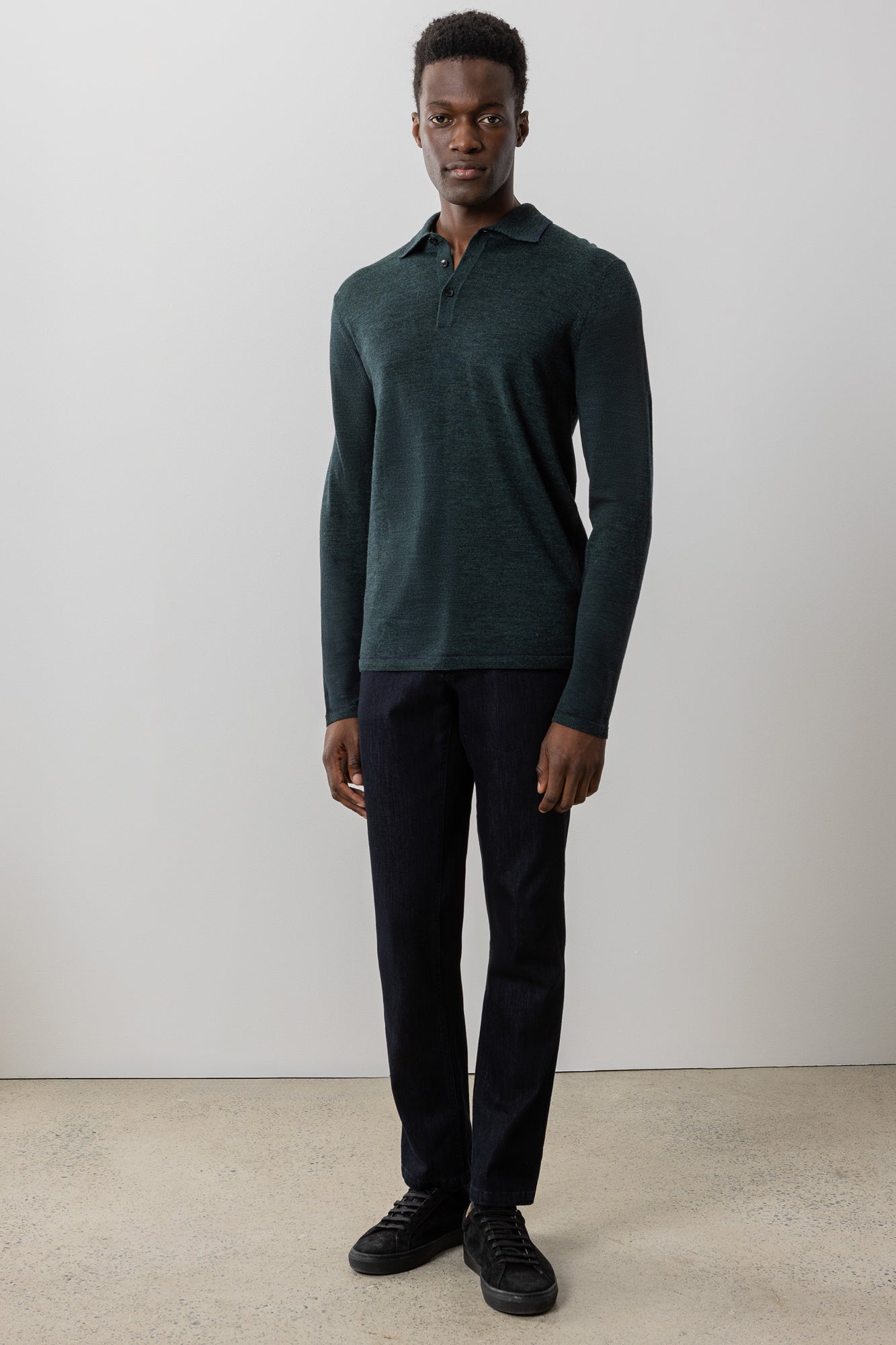 Polo à manches longues pour homme par Robert Barakett | RB41550 Roman Vert Foncé | Boutique Vvög, vêtements mode pour homme et femme