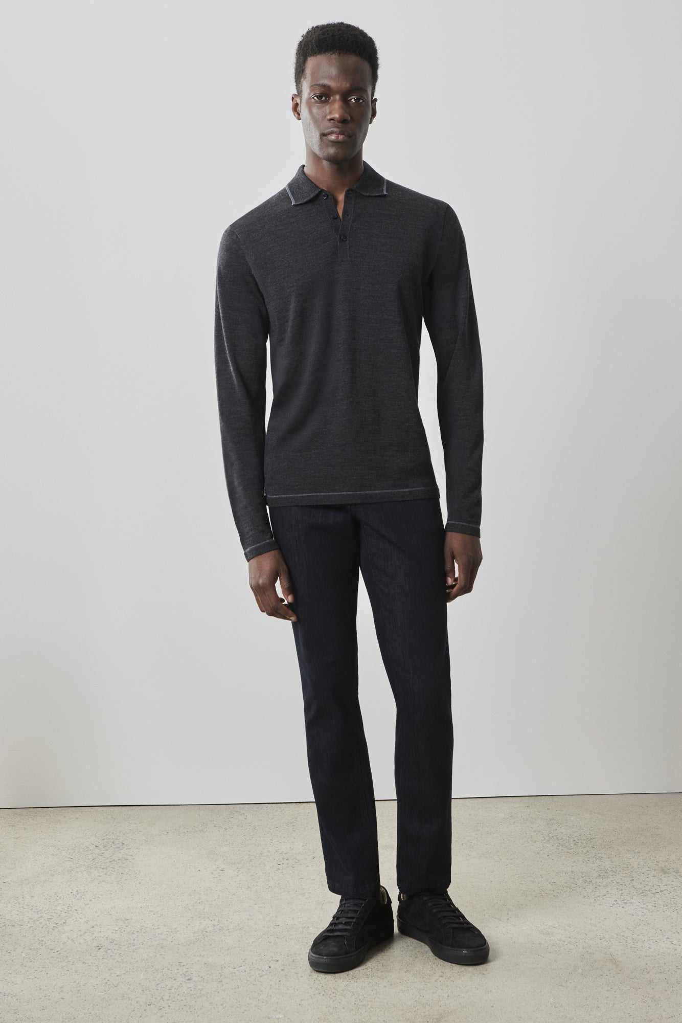Polo à manches longues pour homme par Robert Barakett | RB41550 Roman Anthracite | Boutique Vvög, vêtements mode pour homme et femme