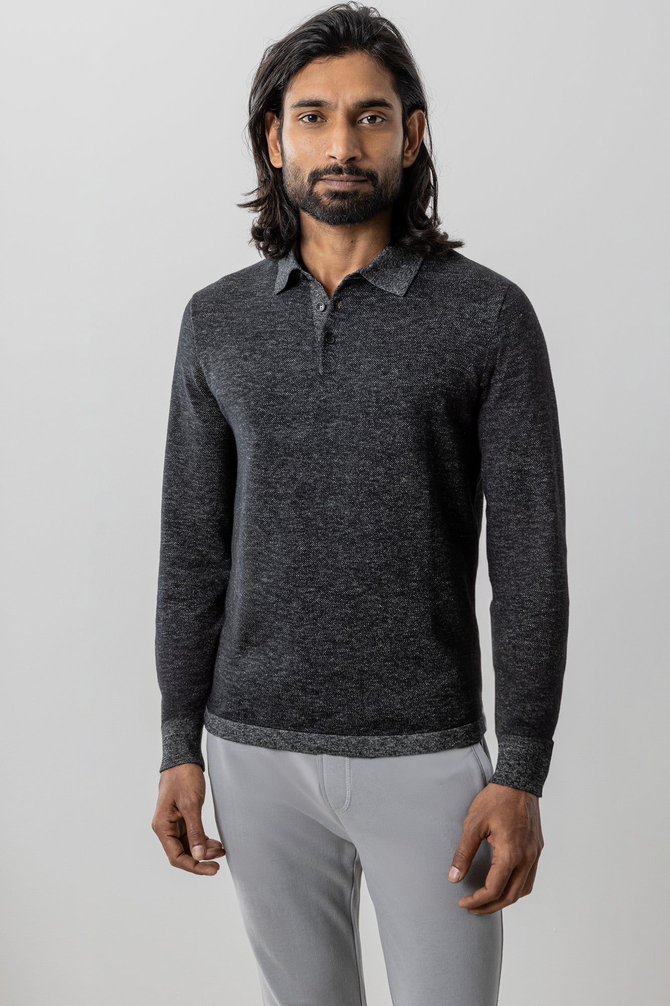 Polo à manches longues pour homme par Robert Barakett | RB41557 Fielder Noir | Boutique Vvög, vêtements mode pour homme et femme