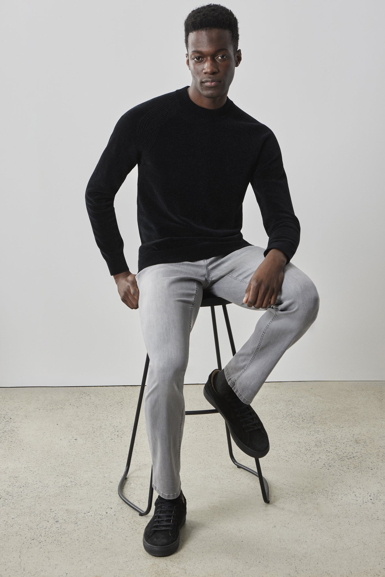 Chandail à manches longues pour homme par Robert Barakett | RB41558 Salvor Noir | Boutique Vvög, vêtements mode pour homme et femme