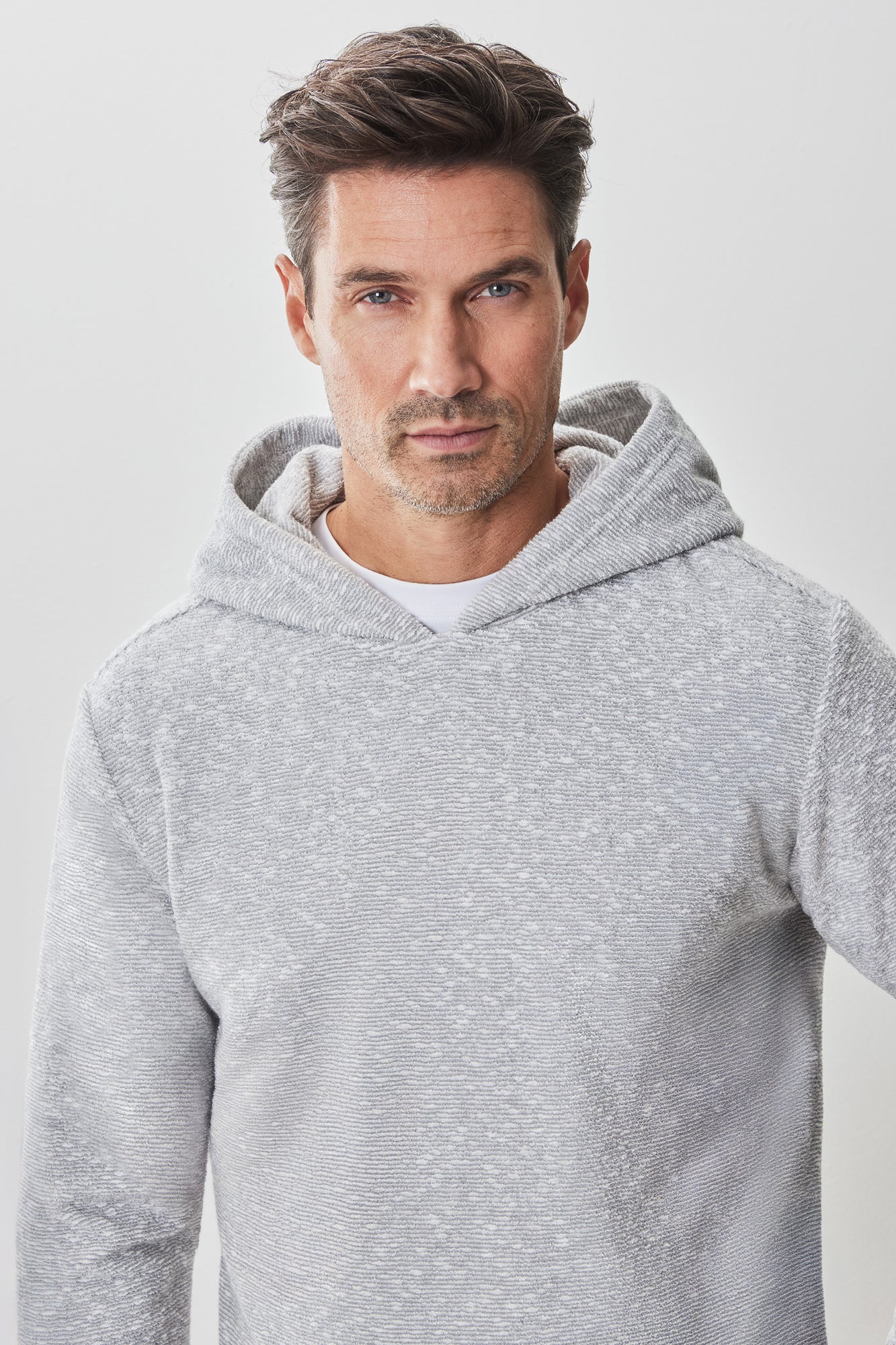 Coton ouaté rayé pour homme par Robert Barakett | RB51049 Ramsen Gris | Boutique Vvög, vêtements mode pour homme et femme