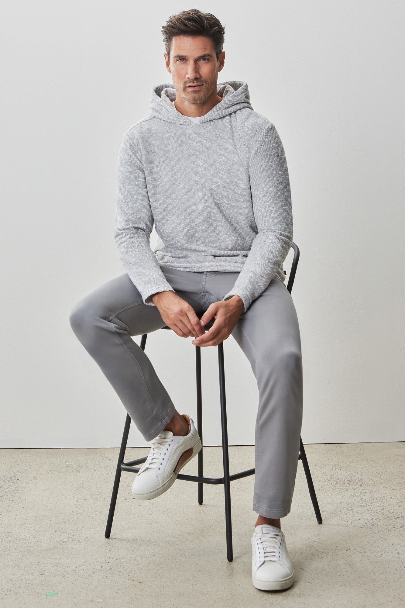 Coton ouaté rayé pour homme par Robert Barakett | RB51049 Ramsen Gris | Boutique Vvög, vêtements mode pour homme et femme