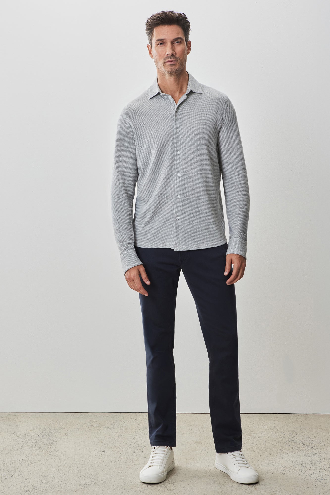 Chemise en tricot à manches courtes pour homme par Robert Barakett | RB51070 Dobston Gris Clair | Boutique Vvög, vêtements mode pour homme et femme