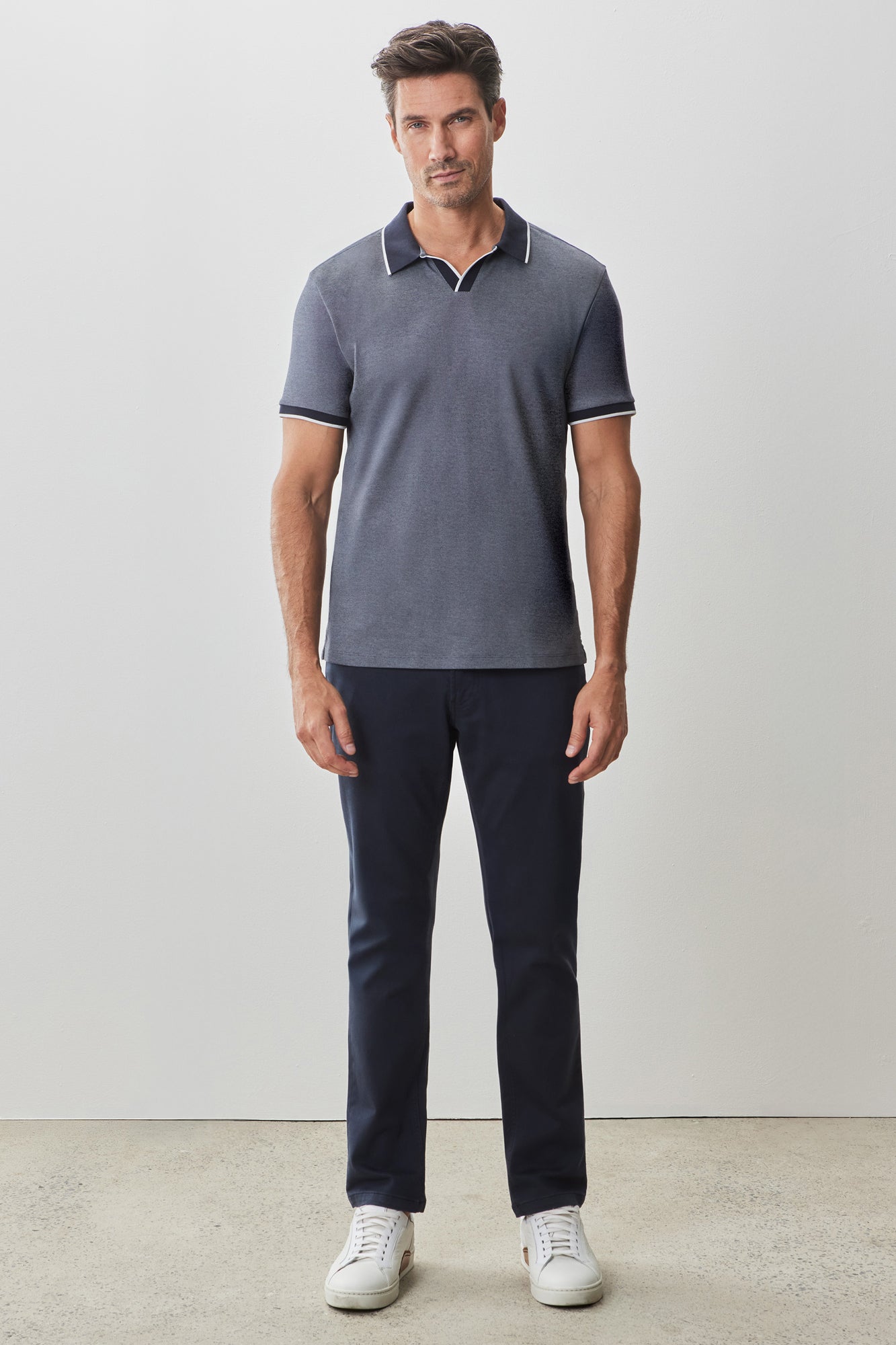 Polo à col ouvert pour homme par Robert Barakett | RB51080 Northpark Marine Bleu | Boutique Vvög, vêtements mode pour homme et femme