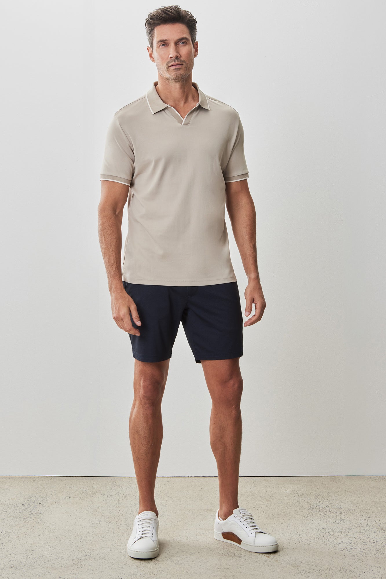 Polo à col ouvert pour homme par Robert Barakett | RB51080 Northpark Beige | Boutique Vvög, vêtements mode pour homme et femme