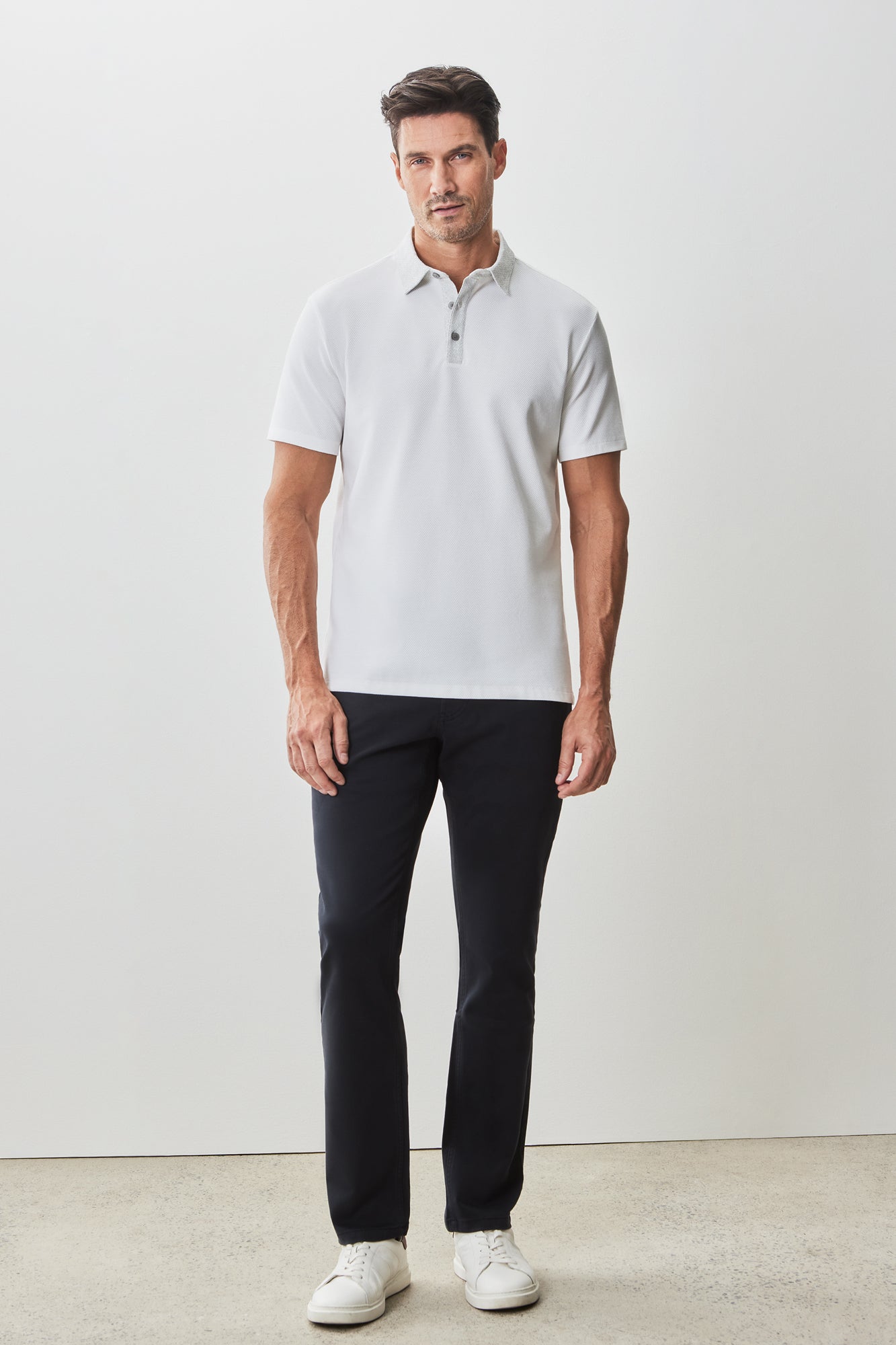 Polo à col imprimé pour homme par Robert Barakett | RB51111 Baytide Blanc | Boutique Vvög, vêtements mode pour homme et femme
