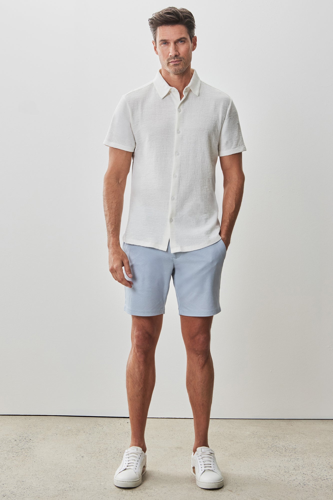Chemise manches courtes en Knit pour homme par Robert Barakett | RB51155 Newman Blanc | Boutique Vvög, vêtements mode pour homme et femme