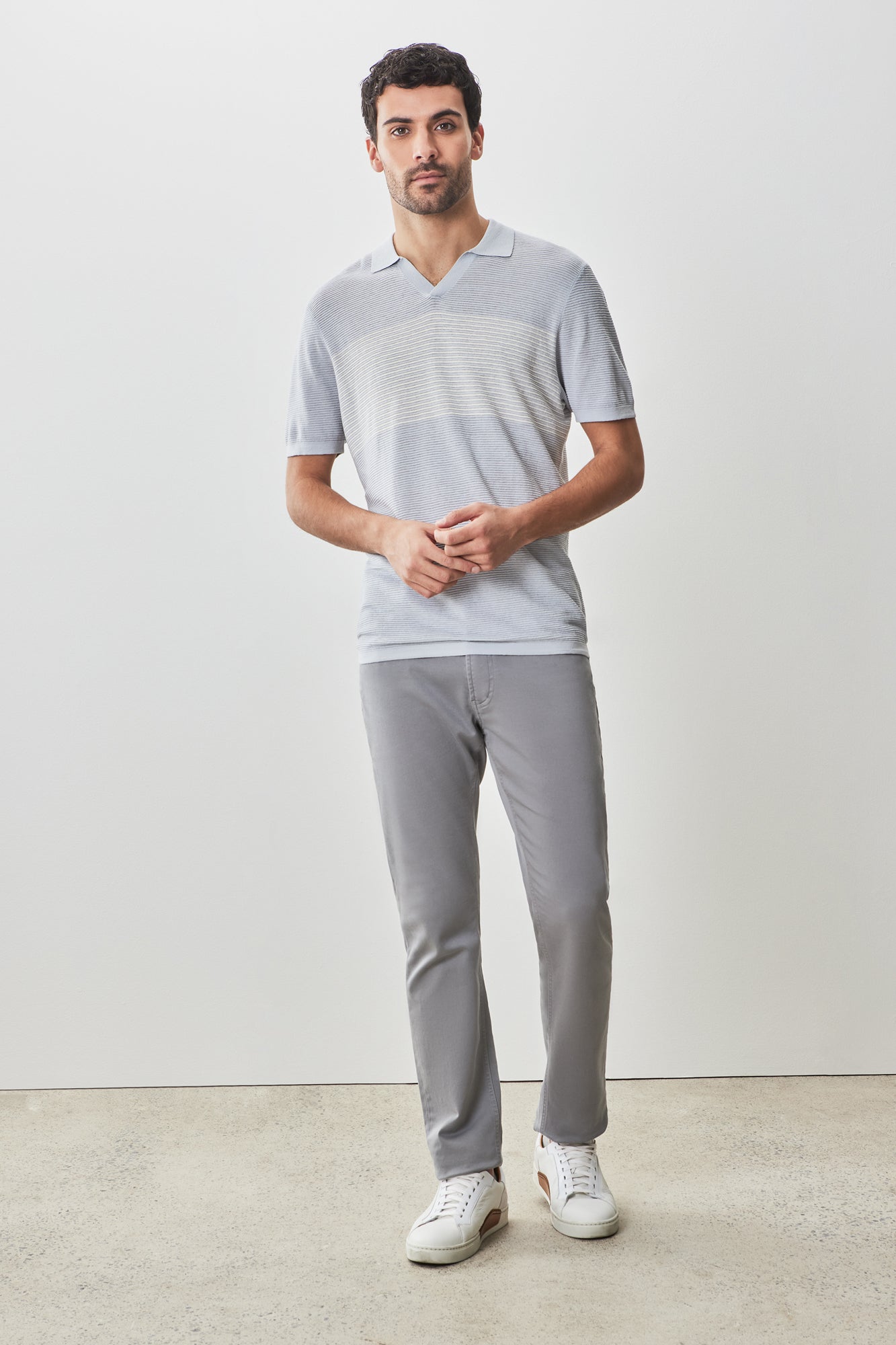 Polo col ouvert pour homme par Robert Barakett | RB51208 Orion Gris Clair | Boutique Vvög, vêtements mode pour homme et femme