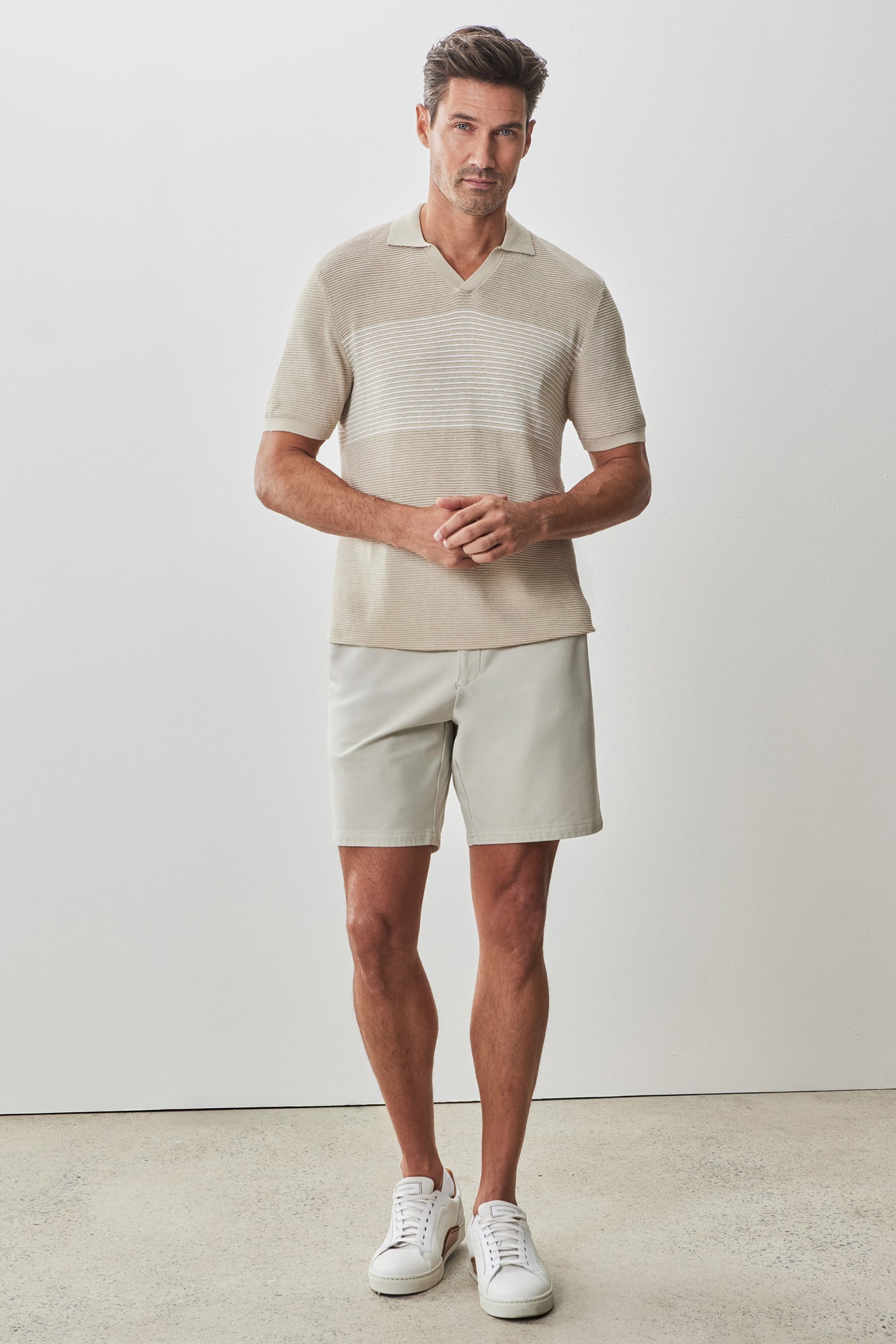 Polo col ouvert pour homme par Robert Barakett | RB51208 Orion Beige | Boutique Vvög, vêtements mode pour homme et femme