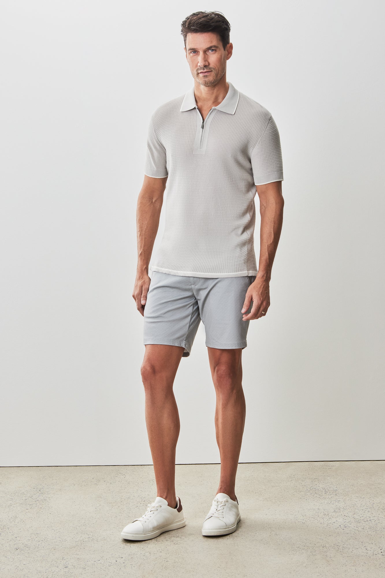 Polo avec zipper pour homme par Robert Barakett | RB51209 Denton Gris Pâle | Boutique Vvög, vêtements mode pour homme et femme