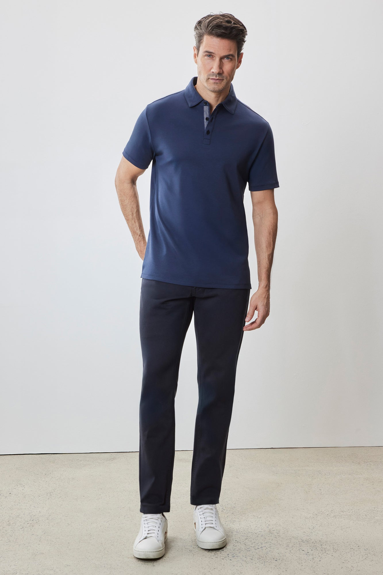 Polo "herringbone" pour homme par Robert Barakett | RB51236 Georgia Bleu Nuit | Boutique Vvög, vêtements mode pour homme et femme