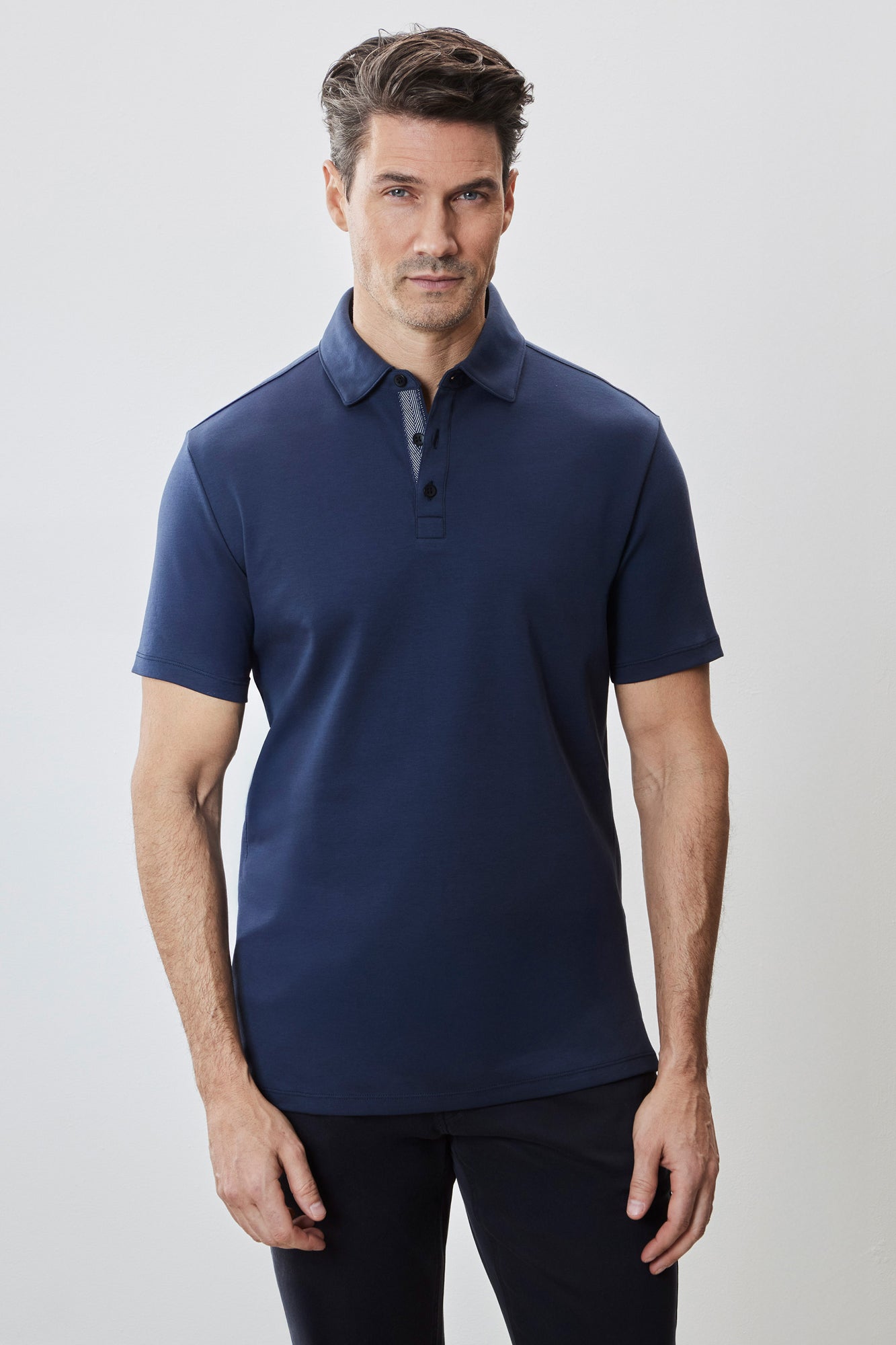 Polo "herringbone" pour homme par Robert Barakett | RB51236 Georgia Bleu Nuit | Boutique Vvög, vêtements mode pour homme et femme