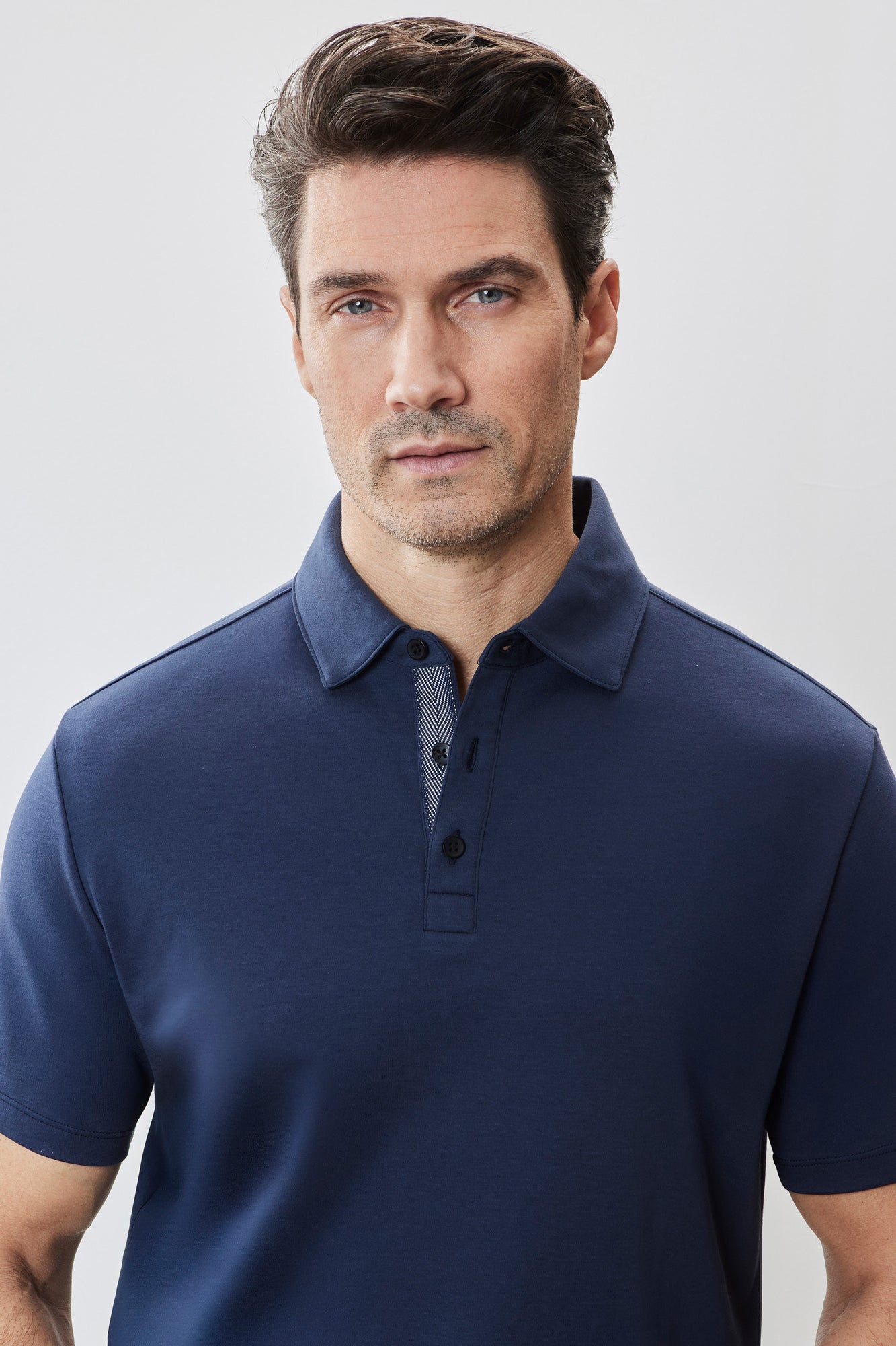 Polo "herringbone" pour homme par Robert Barakett | RB51236 Georgia Bleu Nuit | Boutique Vvög, vêtements mode pour homme et femme
