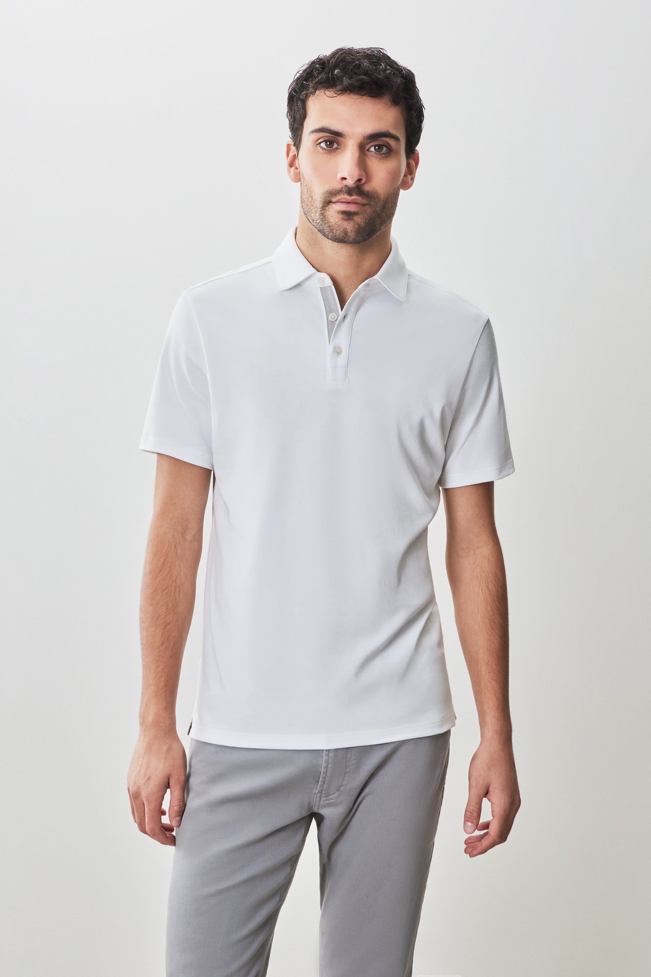 Polo "herringbone" pour homme par Robert Barakett | RB51236 Georgia Blanc | Boutique Vvög, vêtements mode pour homme et femme