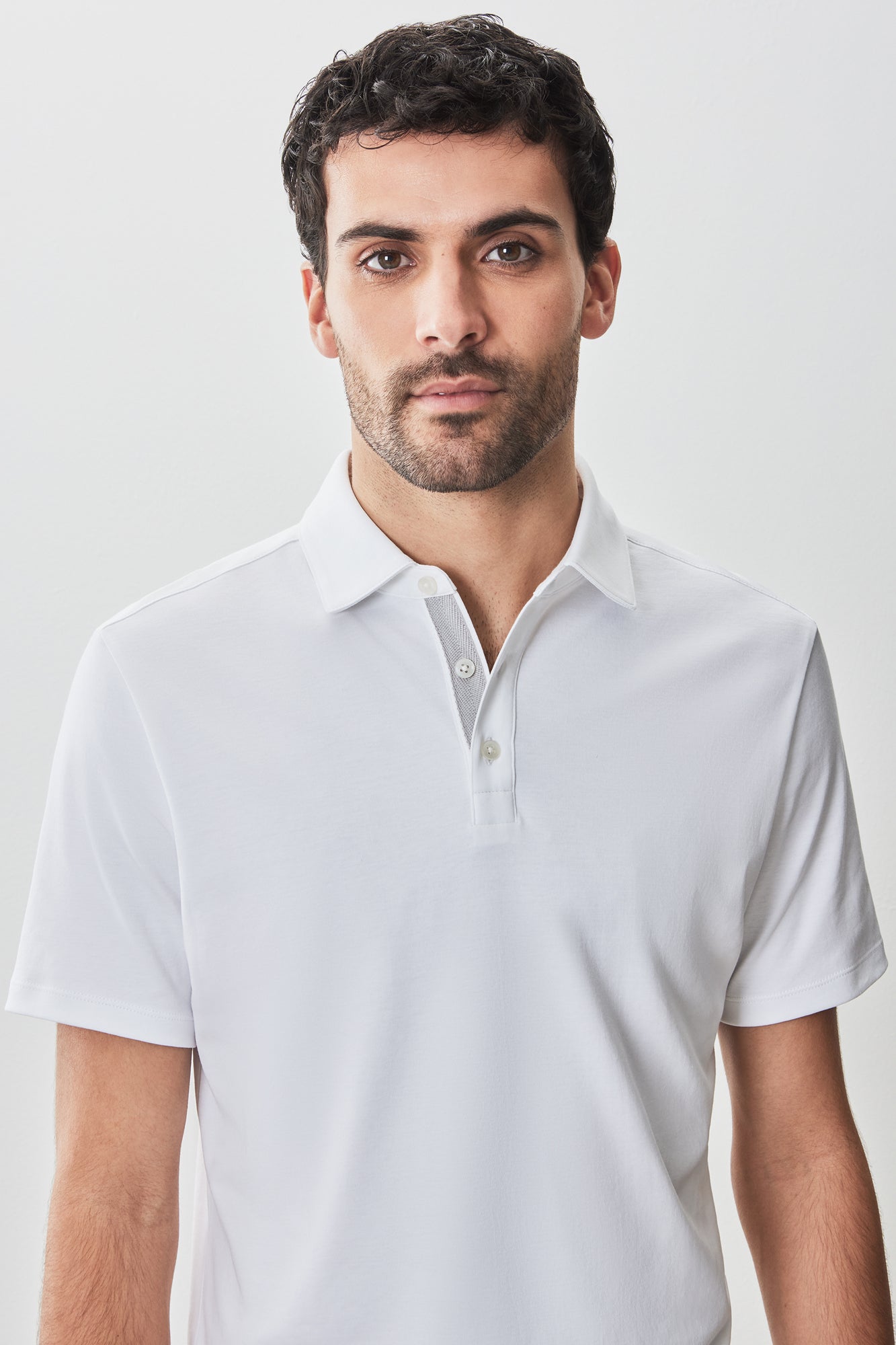 Polo "herringbone" pour homme par Robert Barakett | RB51236 Georgia Blanc | Boutique Vvög, vêtements mode pour homme et femme