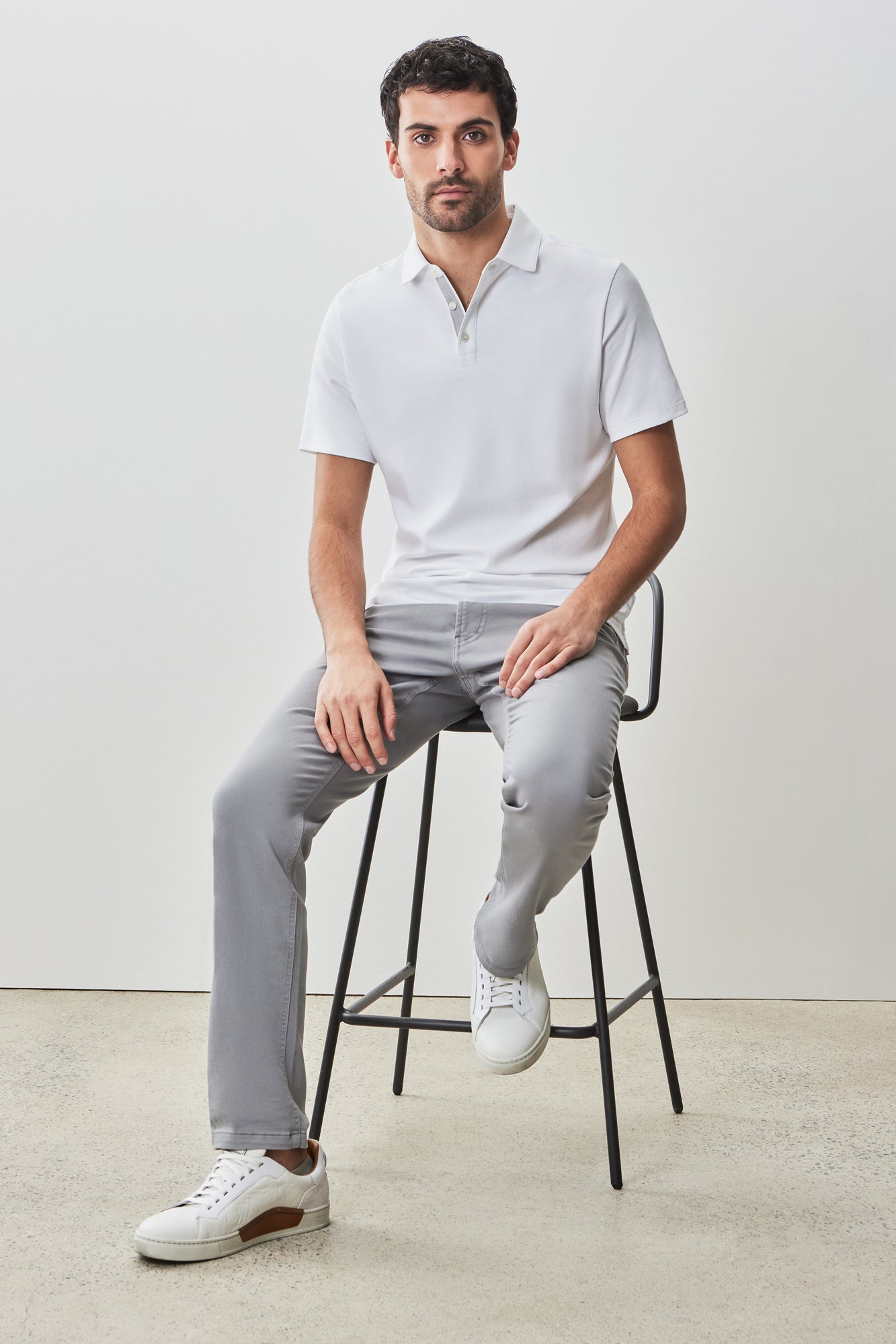 Polo "herringbone" pour homme par Robert Barakett | RB51236 Georgia Blanc | Boutique Vvög, vêtements mode pour homme et femme