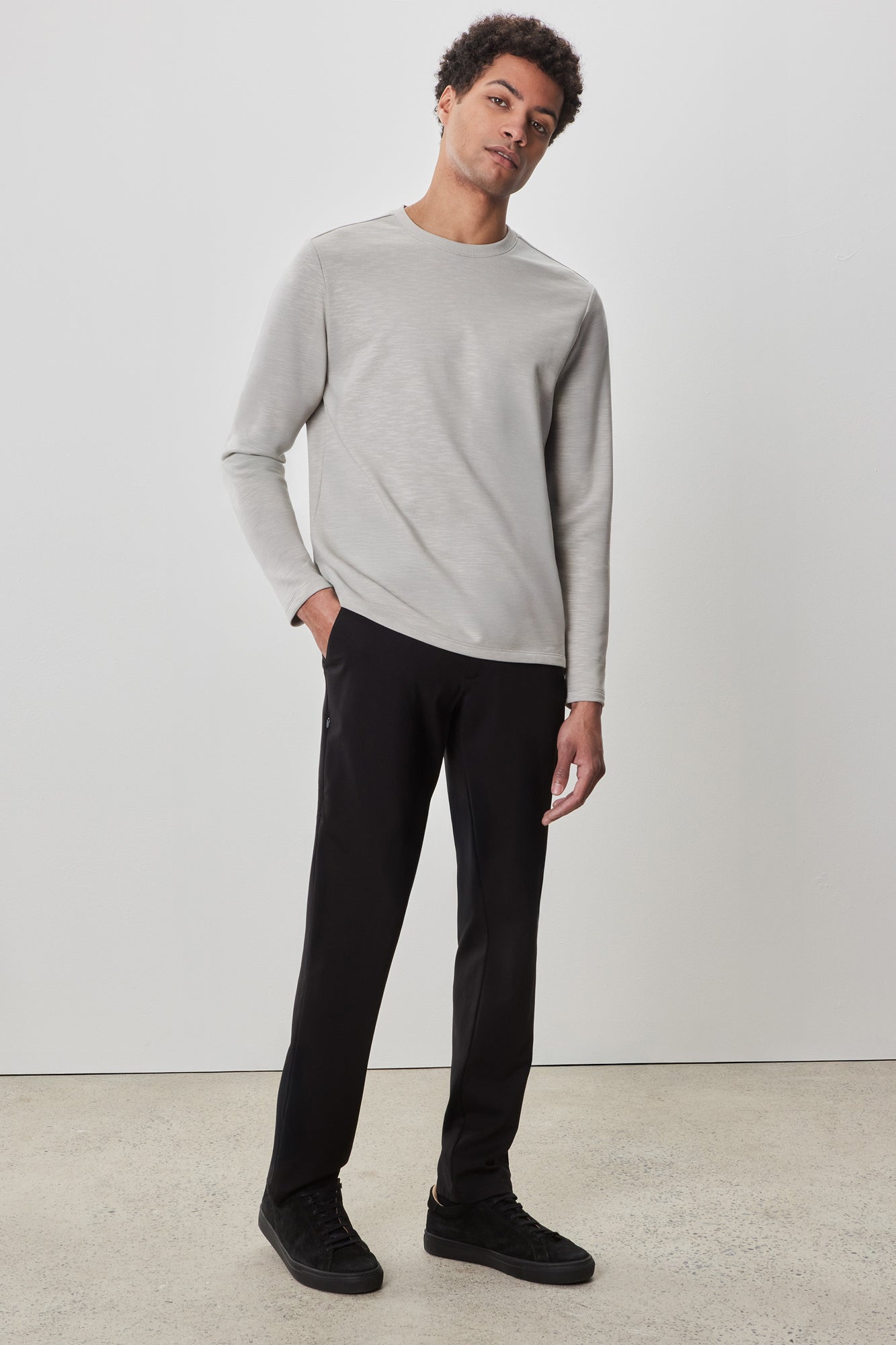 T-Shirt à manches longues col rond pour homme par Robert Barakett | Silvio RB52134 Gris Clair | Boutique Vvög, vêtements mode pour homme et femme