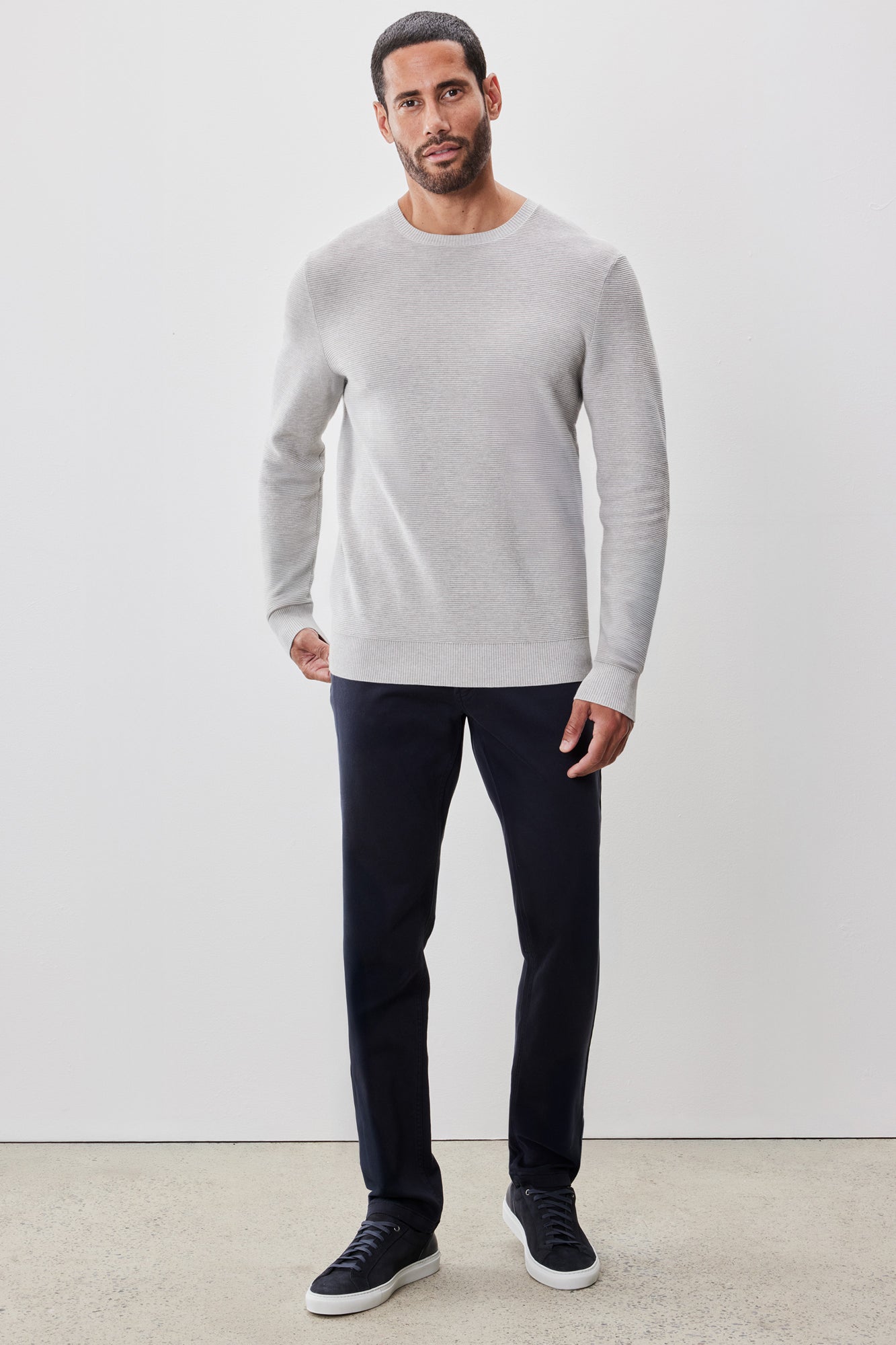 Chandail à manches longues col rond pour homme par Robert Barakett | Enrique RB52270 Gris Clair | Boutique Vvög, vêtements mode pour homme et femme