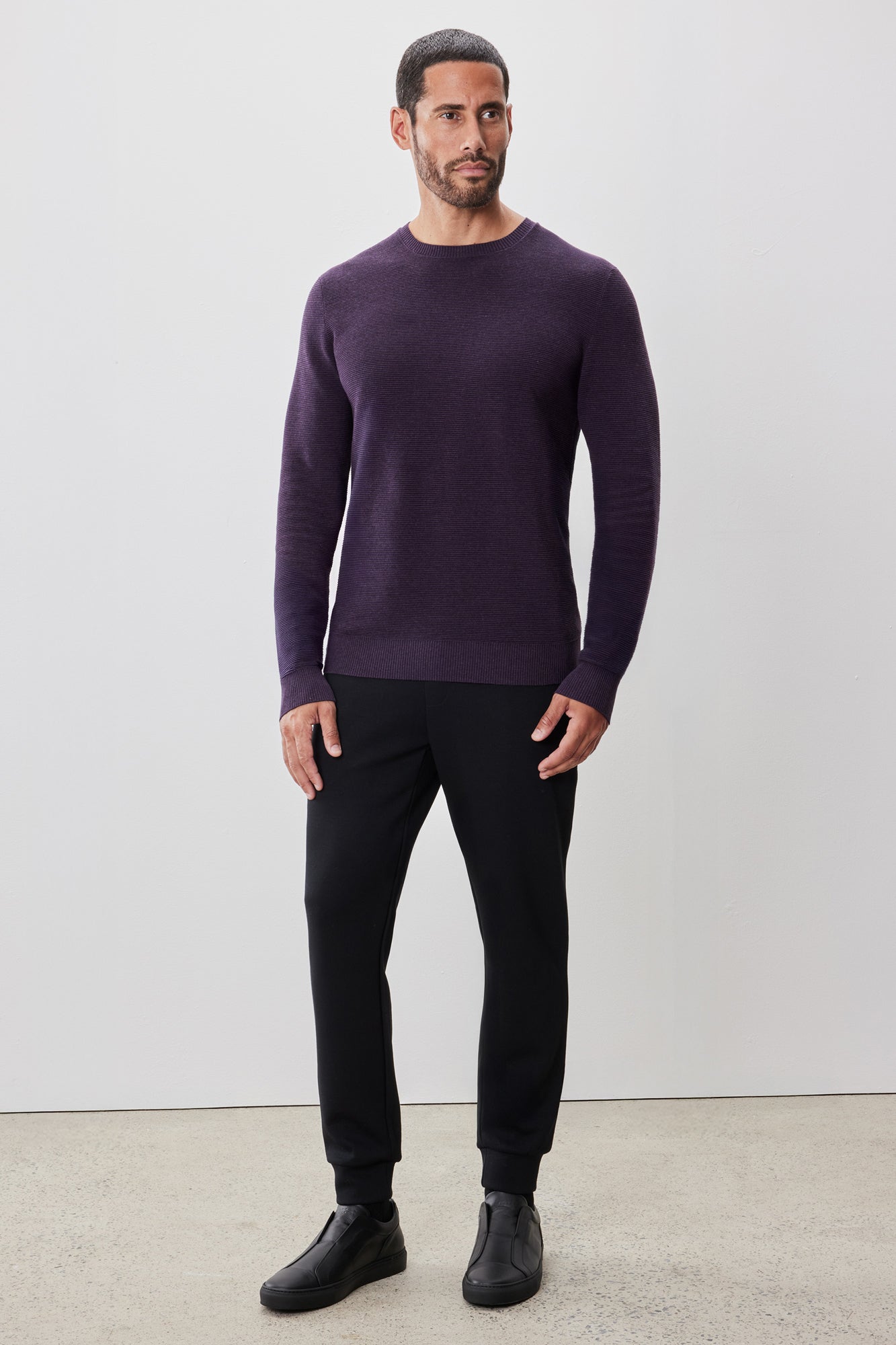 Chandail à manches longues col rond pour homme par Robert Barakett | Enrique RB52270 Violet | Boutique Vvög, vêtements mode pour homme et femme
