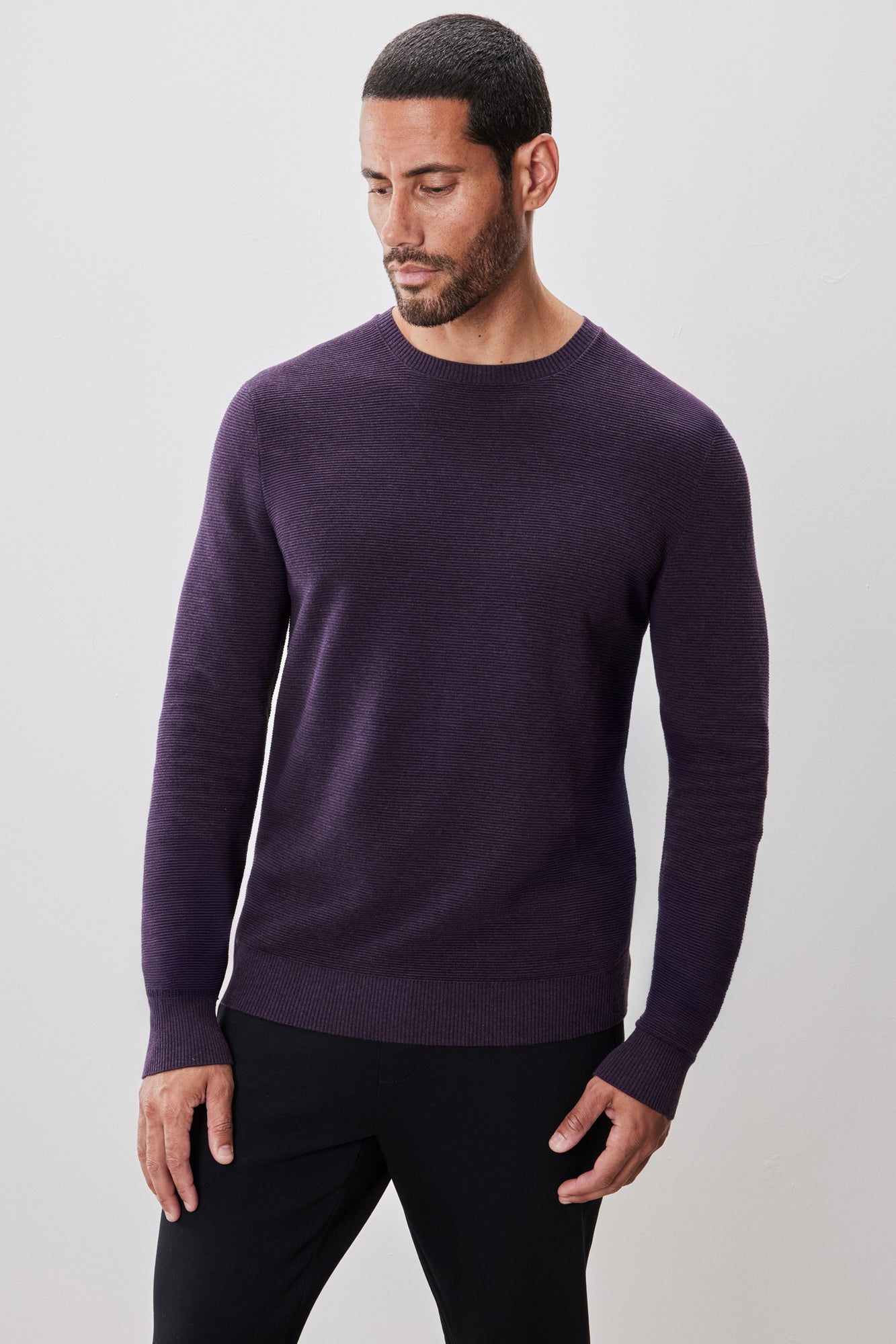 Chandail à manches longues col rond pour homme par Robert Barakett | Enrique RB52270 Violet | Boutique Vvög, vêtements mode pour homme et femme