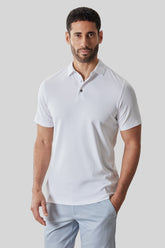 Polo col texturé pour homme par Robert Barakett | RB61210 Georgia Blanc | Boutique Vvög, vêtements mode pour homme et femme