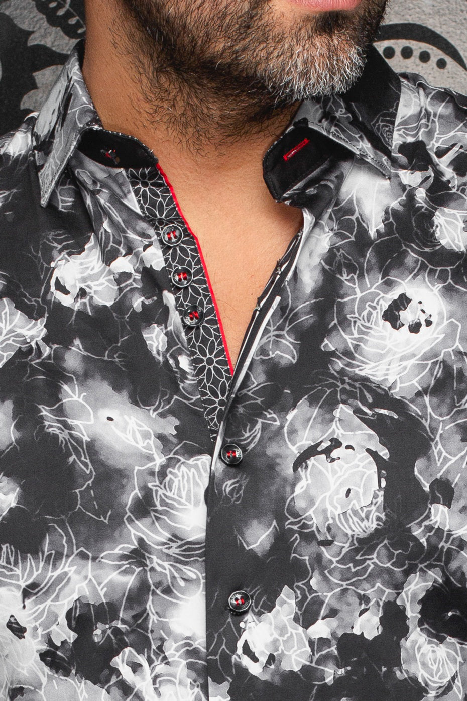 Chemise manches longues pour homme par Au Noir | ROSARUGOSA Noir Blanc | Boutique Vvög, inventaire complet de la marque Au Noir