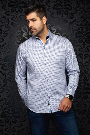 Chemise manches longues en coton extensible pour homme par Au Noir | SABAH Lavande | Boutique Vvög, inventaire complet de la marque Au Noir