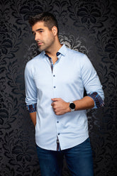 Chemise manches longues en Knit extensible pour homme par Au Noir | SANDSTORM Bleu | Boutique Vvög, inventaire complet de la marque Au Noir