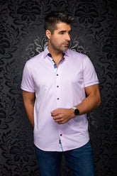 Chemise manches courtes en Knit extensible pour homme par Au Noir | SONORAN (SS) Rose Pâle | Boutique Vvög, inventaire complet de la marque Au Noir