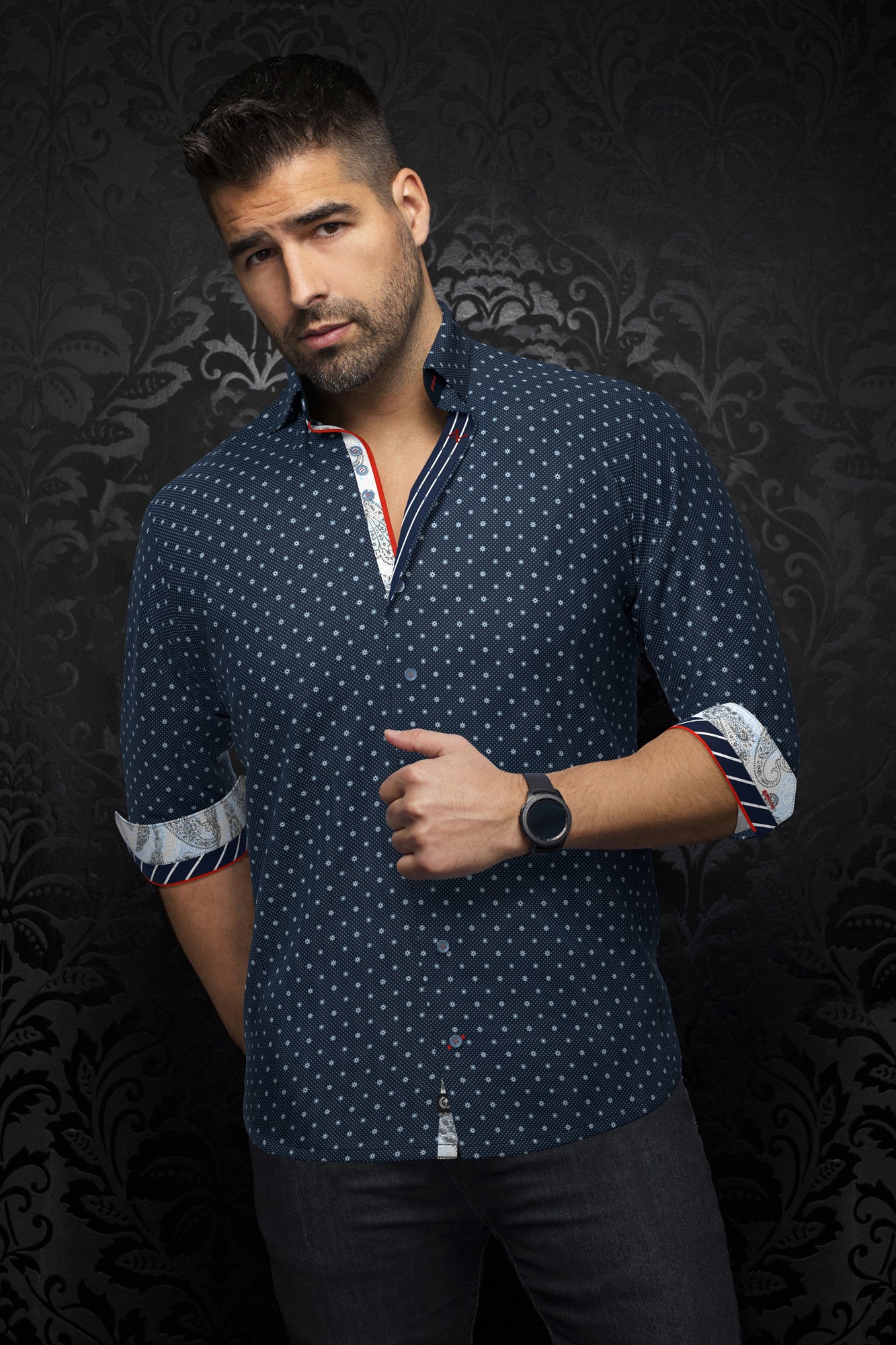 Chemise manches longues en Knit pour homme par Au Noir | STARSCREAM Marine | Boutique Vvög, inventaire complet de la marque Au Noir