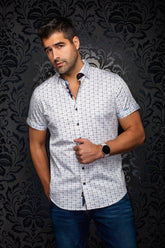 Chemise manches courtes en coton extensible pour homme par Au Noir | STONERIDGE (SS) Blanc | Boutique Vvög, inventaire complet de la marque Au Noir
