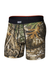 Sous-vêtement camouflage brun avec taille noire SAXX et coutures de poche pour homme, vue isolée de face