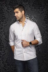 Chemise manches longues en Knit extensible pour homme par Au Noir | TELLY Sable | Boutique Vvög, inventaire complet de la marque Au Noir